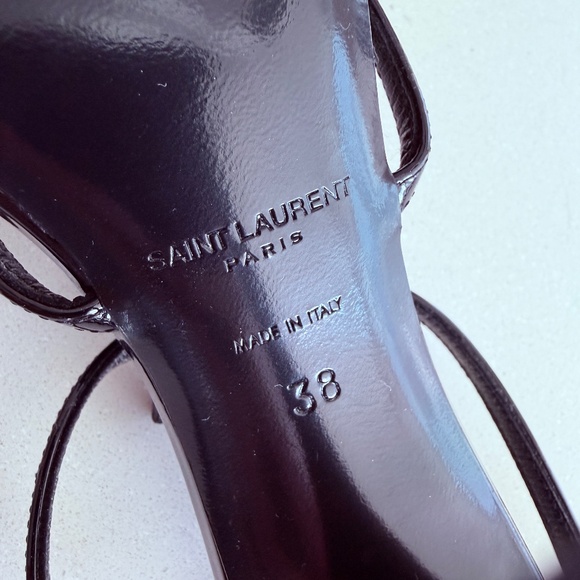 Saint Laurent 100mm Opyum YSL Patent Leather Sandals with Black Hardware 38 - Picture 9 of 9